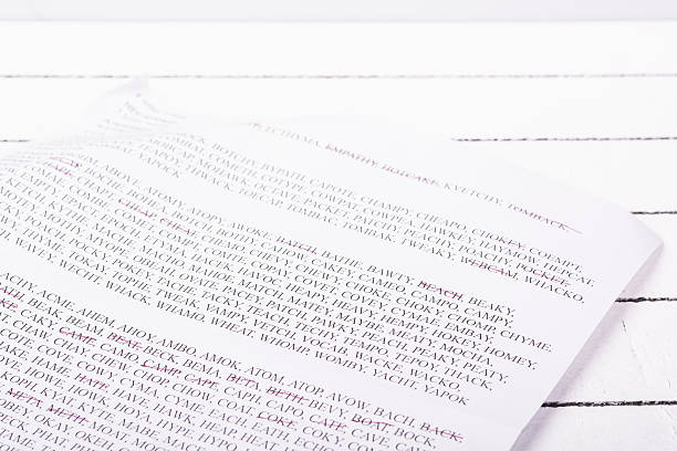 istock Sheet with words from entertaining game, sorted by number of 518384066