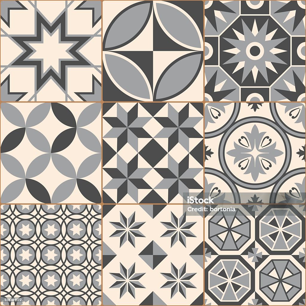 Gris Vintage motif uniforme mosaïque carrelage en céramique - clipart vectoriel de Sol carrelé libre de droits