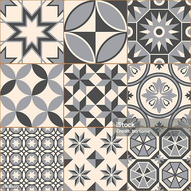 Gris Vintage Motif Uniforme Mosaïque Carrelage En Céramique Vecteurs libres de droits et plus d'images vectorielles de Sol carrelé