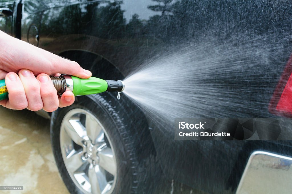 Car Wash With Hose And Nozzle Stock Photo - Download Image Now - Car,  Washing, Garden Hose - iStock