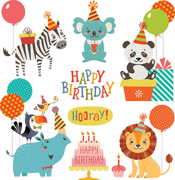 1,668 Animal Birthday Party Hat Cartoon Illustrations & Clip Art - iStock