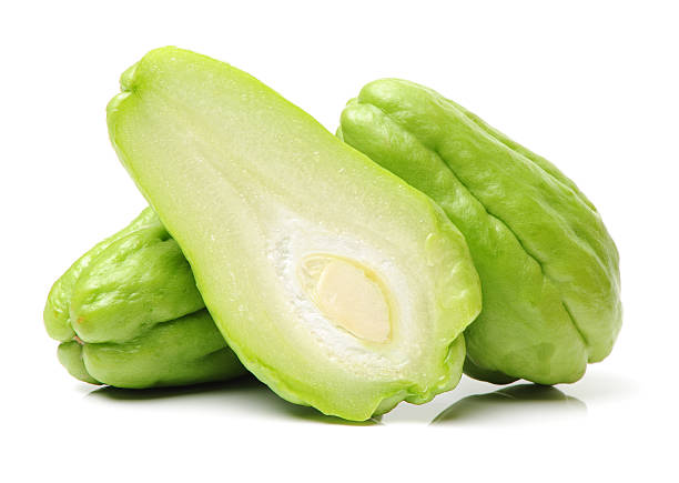 chayote Chayote on white background Christophine stock pictures, royalty-free photos & images