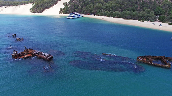 Drone view of Tangalooma shipwrecks