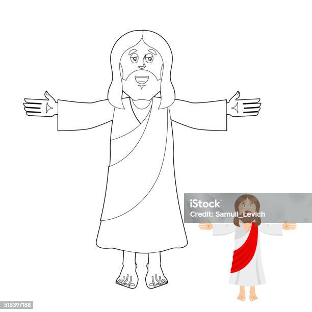 Jesus Coloring Book Jesus Christ Drawing For Children Linear B Stock  Illustration - Download Image Now - iStock