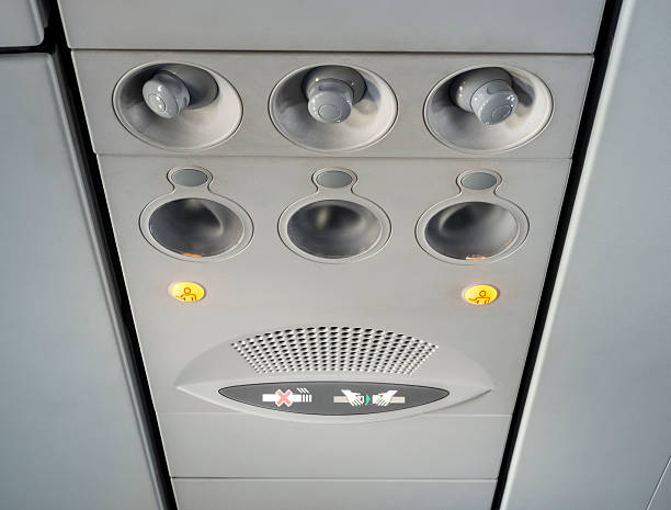 istock Fasten Seat belt Sign inside Airplane 518398491