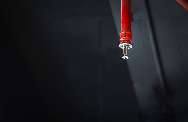 fire sprinkler Sprinkler and smoke detector, fire sprinkler on the ceiling, copy space sensor photos stock pictures, royalty-free photos & images