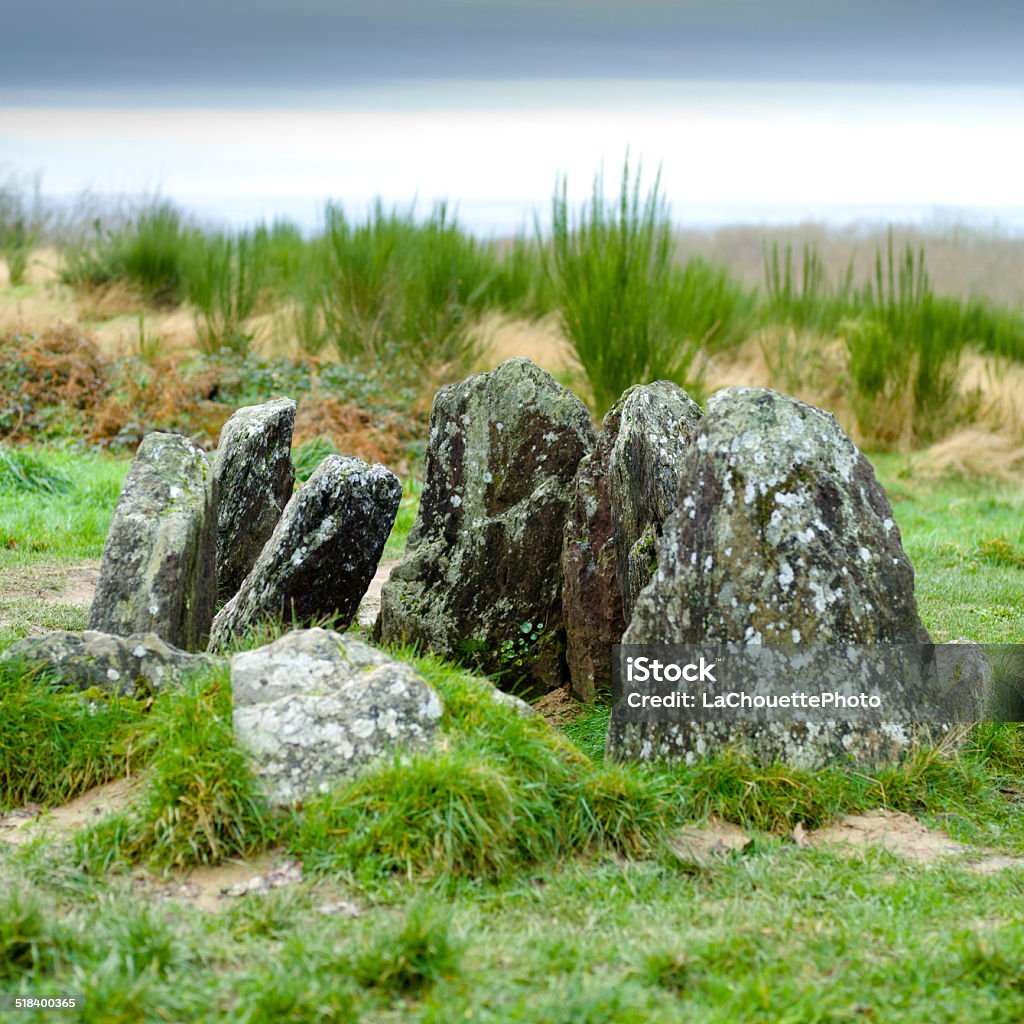 Dolmens - Arthurian Romance - France Druids' Tomb or Viviane's House - Val sans Retour - Broceliande Forest, Paimpont, Brittany, France. Foret de Paimpont Stock Photo