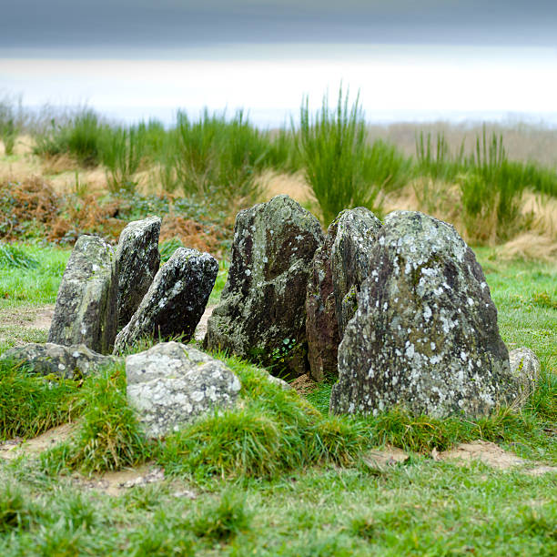 Dolmens - Arthurian Romance - France Druids' Tomb or Viviane's House - Val sans Retour - Broceliande Forest, Paimpont, Brittany, France. stone age stock pictures, royalty-free photos & images