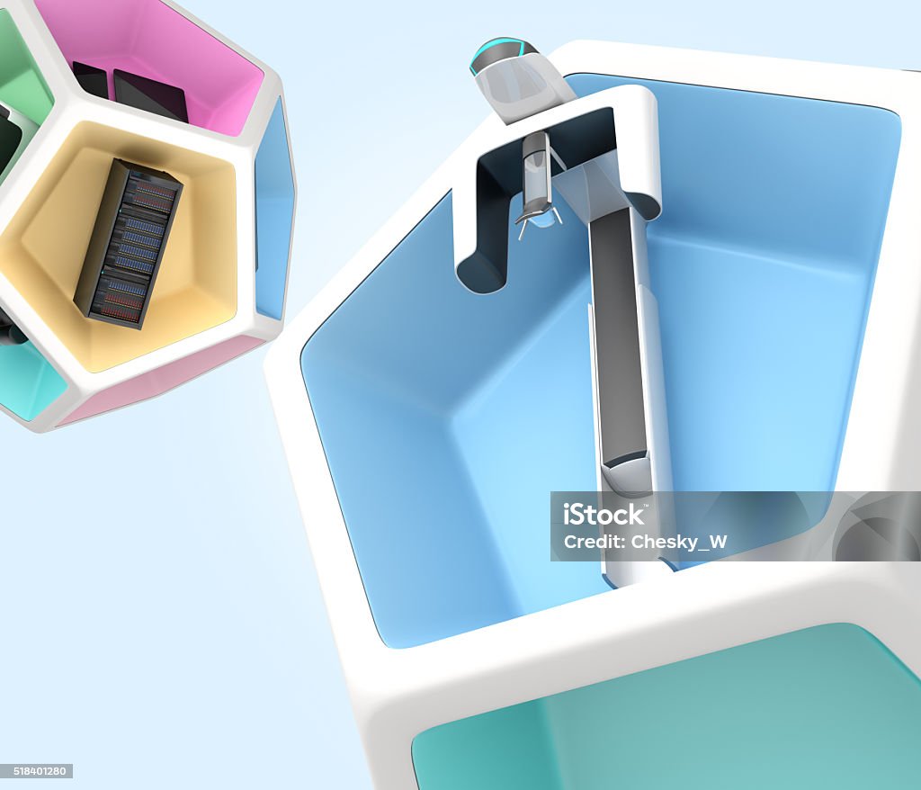 Dental equipment in pentagon cube. Concept for digital dentistry. Dental equipment in pentagon cube. Concept for digital dentistry. 3D rendering image with clipping path. Original design. Dentist Stock Photo