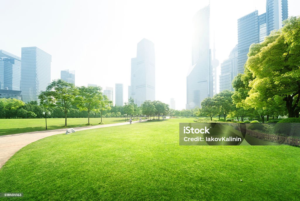 park, en el centro financiero de lujiazui, Shanghai, China - Foto de stock de Parque público libre de derechos