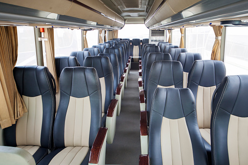 Luxury seats of modern bus for tourism transportation