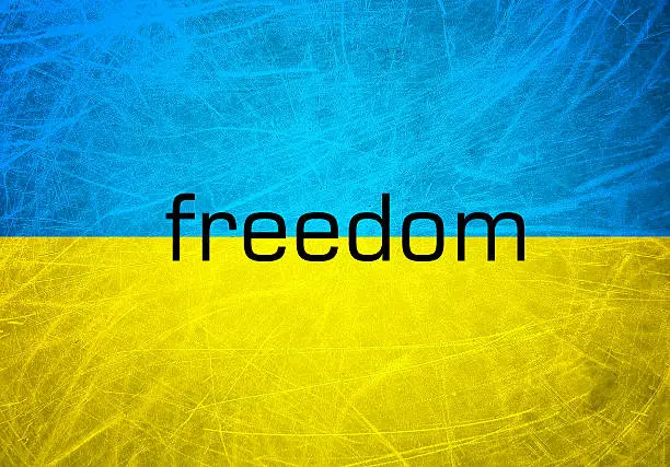 A grunge flag of Ukraine. Blue and yellow horizontal lines