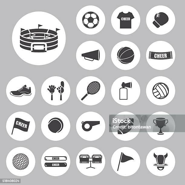 Sports And Cheer In The Arena Icons Stock Illustration - Download Image Now - Icon Symbol, Stadium, Cheerleader
