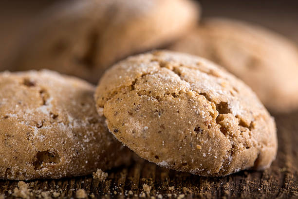 Almond ginger molasses cookies stock photo