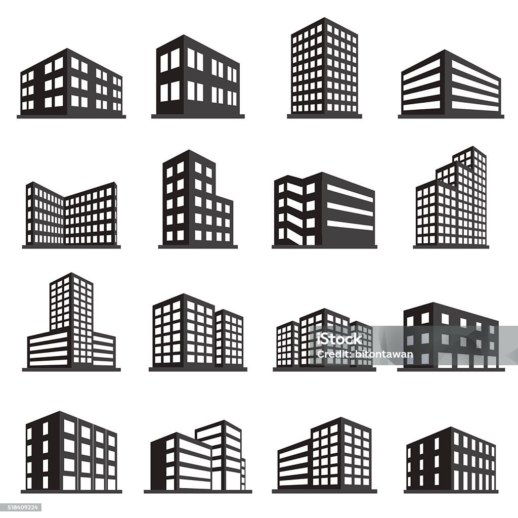 Gebäude Symbol und Büro Symbol-set - Lizenzfrei Icon Vektorgrafik