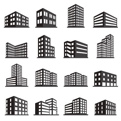 Buildings icon and office icon set