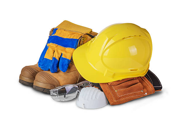 Safety industrial and construction equipment Safety industrial and construction equipment  isolated on white background belt leather isolated close up stock pictures, royalty-free photos & images