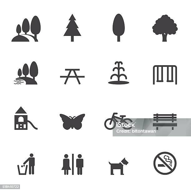 Park And Outdoor Icons Stock Illustration - Download Image Now - Icon Symbol, Tree, Public Park