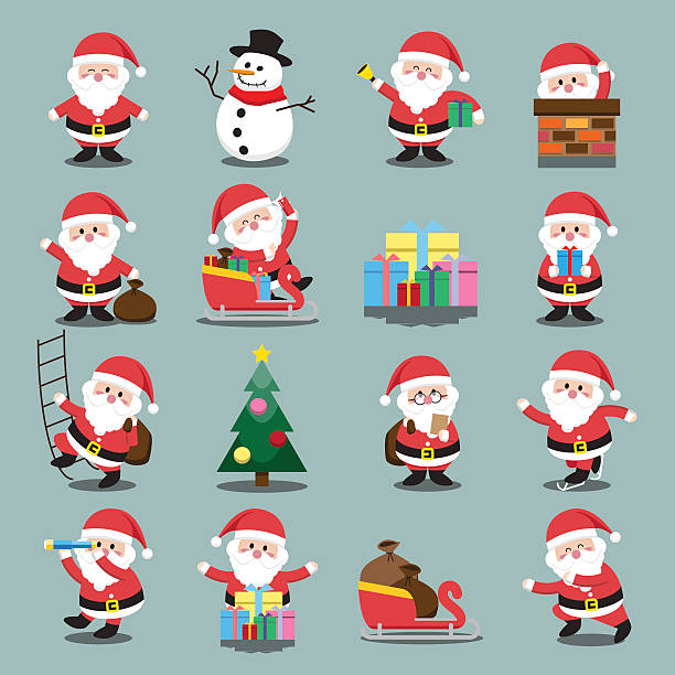 Santa Clauses set for christmas Santa Clauses set for christmas cosplay event stock illustrations