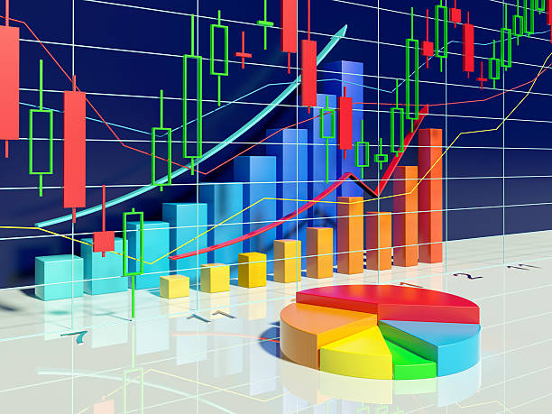 istock Growing bar graphs and pie chart with stock diagram 518424937