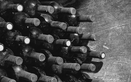 Wine bottles in hungarian vinecellar