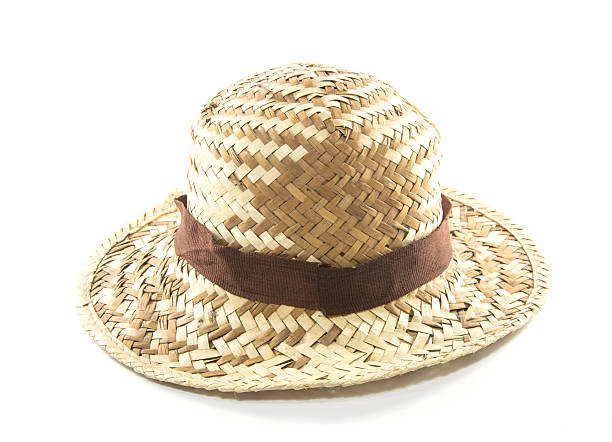 istock Straw Woven Hat with Brown Band isolated 518425115