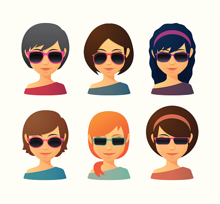 Female Avatars With Sunglasses Stock Illustration - Download Image Now ...