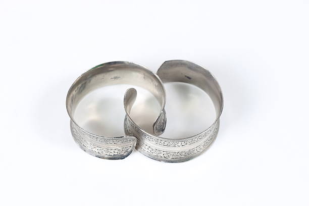 istock Silver old vintage bracelet isolated on white background 518427488