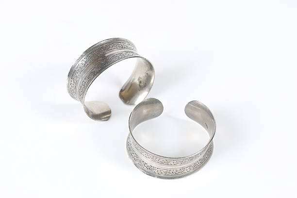 istock Silver old vintage bracelet isolated on white background 518427518