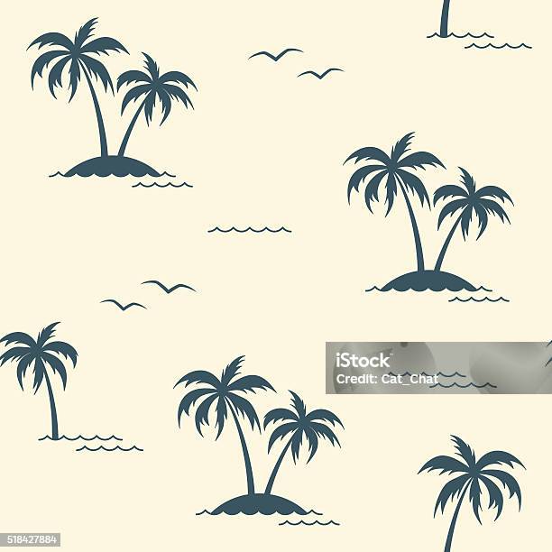 Tropical Palm Trees Seamless Background Stock Illustration - Download Image Now - Palm Tree, Pattern, Icon Symbol