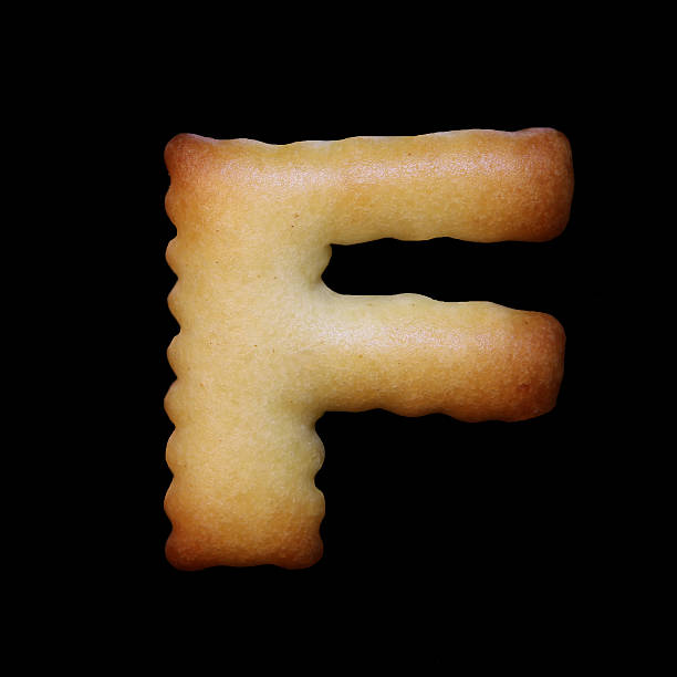 istock Bread sample letter F on black background. 518430356