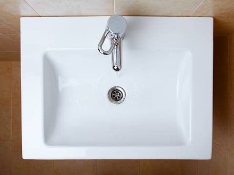 wash sink in a bathroom, top view