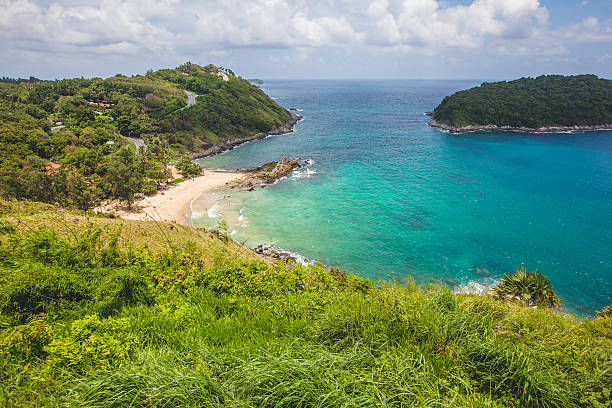 istock blue sea and clear sky in summer on the hill 518432500