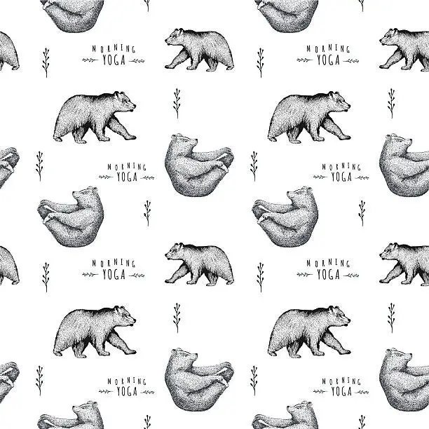 Photo of Vector seamless pattern  fun bear isolated on white background.