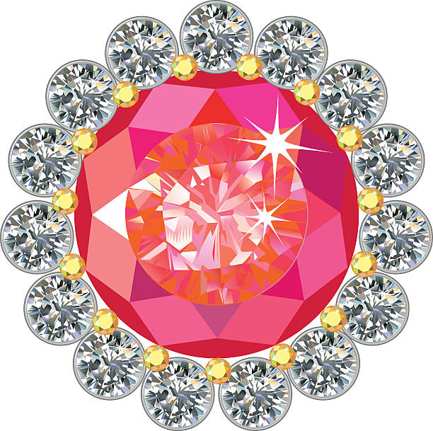 ダイヤモンド宝石& のラウンドブローチ - adamant mountains点のイラスト素材／クリップアート素材／マンガ素材／アイコン素材