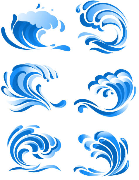 ブルーヘ海の波 - sea beach storm wave点のイラスト素材／クリップアート素材／マンガ素材／アイコン素材