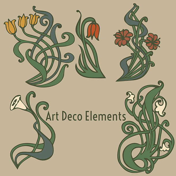 style labels on different topics for decoration and design vintage style labels on different topics for decoration and design art nouveau stock illustrations