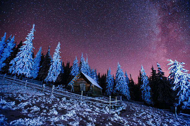 istock Cabin in the mountains. Fantastic winter. 518459392