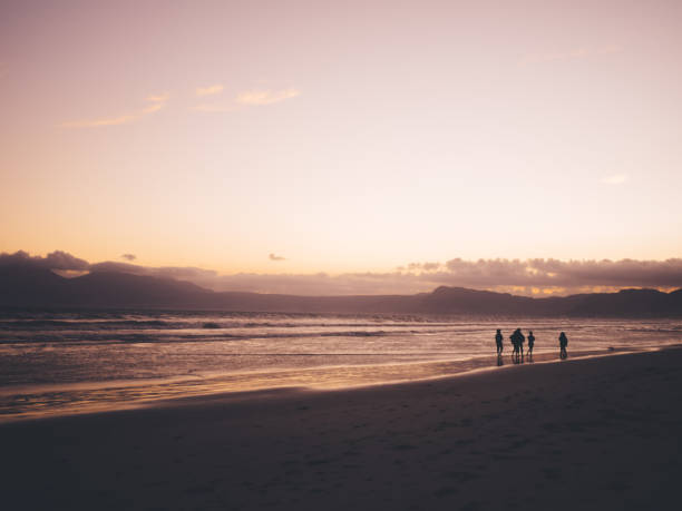 istock Sunset beach walk with friends 518461016