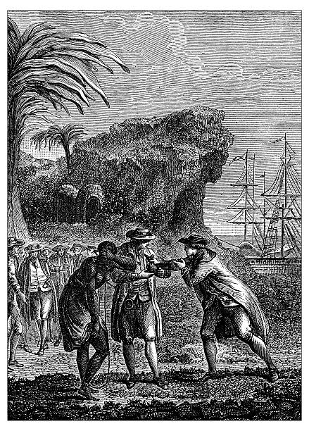 Antique illustration of slave trading Antique illustration of slave trading african slaves stock illustrations