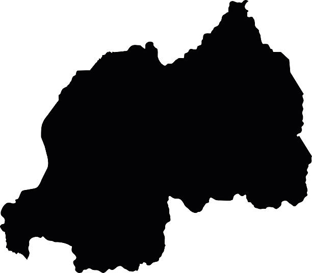 Rwanda black map on white background vector Rwanda black map on white background vector rwanda stock illustrations