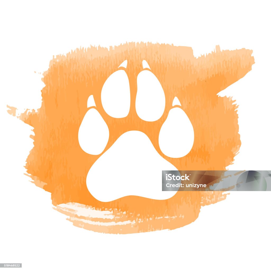 Footmark Icon with Watercolor Patch Footmark Icon with Watercolor Patch. Each element in a separate layers. Very easy to edit vector EPS10 file. It has transparency layers with blend effects. Paw stock vector