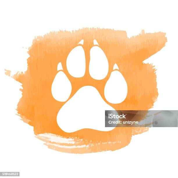 Footmark Icon With Watercolor Patch Stock Illustration - Download Image Now - Paw, Dog, Paw Print