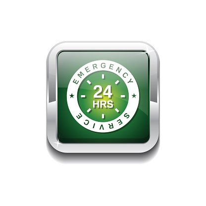 24 Hours Emergeny Servie Green Vector Icon