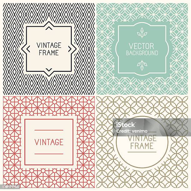 Vector Mono Line Graphic Design Templates Stock Illustration - Download Image Now - Label, Pattern, Retro Style