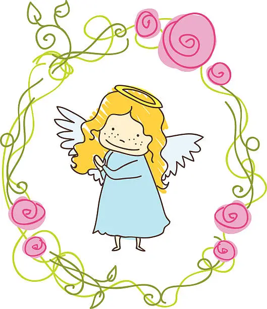 Vector illustration of little angel frame picture border