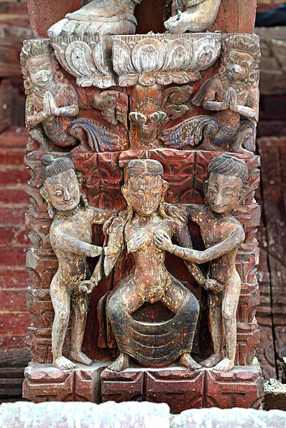 Erotic carving, Kama Sutra position Erotic carving, explicit Kama Sutra position on a Nepali temple in Patan, Kathmandu, Nepal lingam yoni stock pictures, royalty-free photos & images