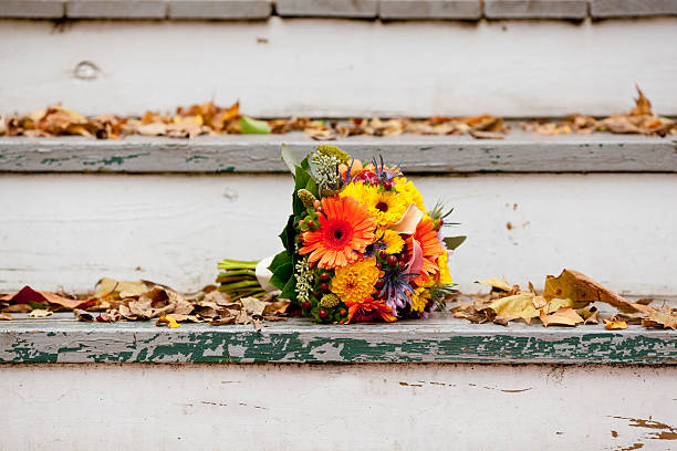 autumn wedding bouquet stock photo