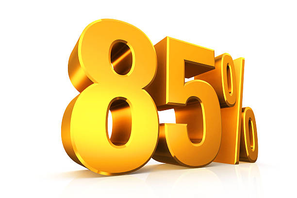 istock 3D render text in 85 percent in gold 518481517