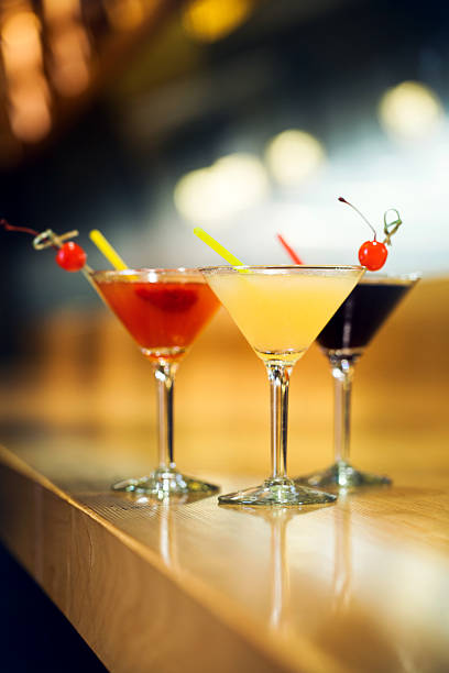 Cocktails on a bar stock photo